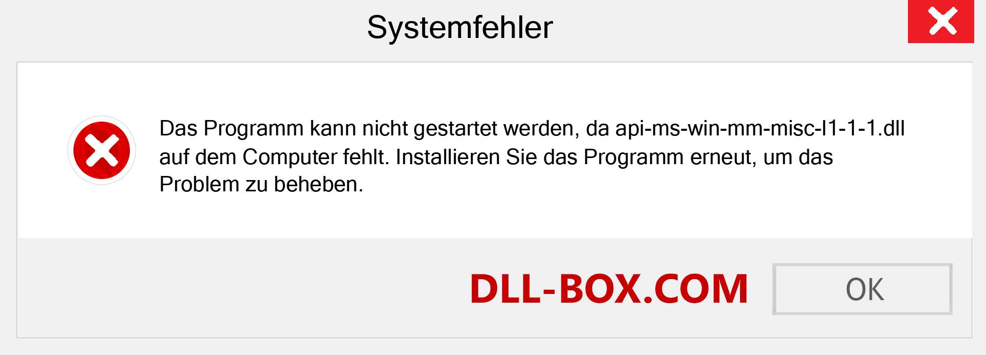 api-ms-win-mm-misc-l1-1-1.dll-Datei fehlt?. Download für Windows 7, 8, 10 - Fix api-ms-win-mm-misc-l1-1-1 dll Missing Error unter Windows, Fotos, Bildern