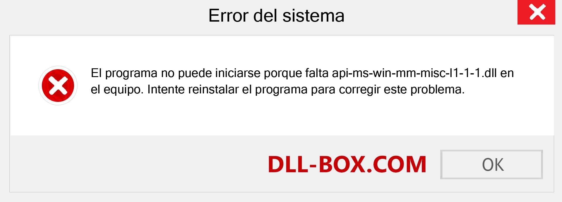 ¿Falta el archivo api-ms-win-mm-misc-l1-1-1.dll ?. Descargar para Windows 7, 8, 10 - Corregir api-ms-win-mm-misc-l1-1-1 dll Missing Error en Windows, fotos, imágenes